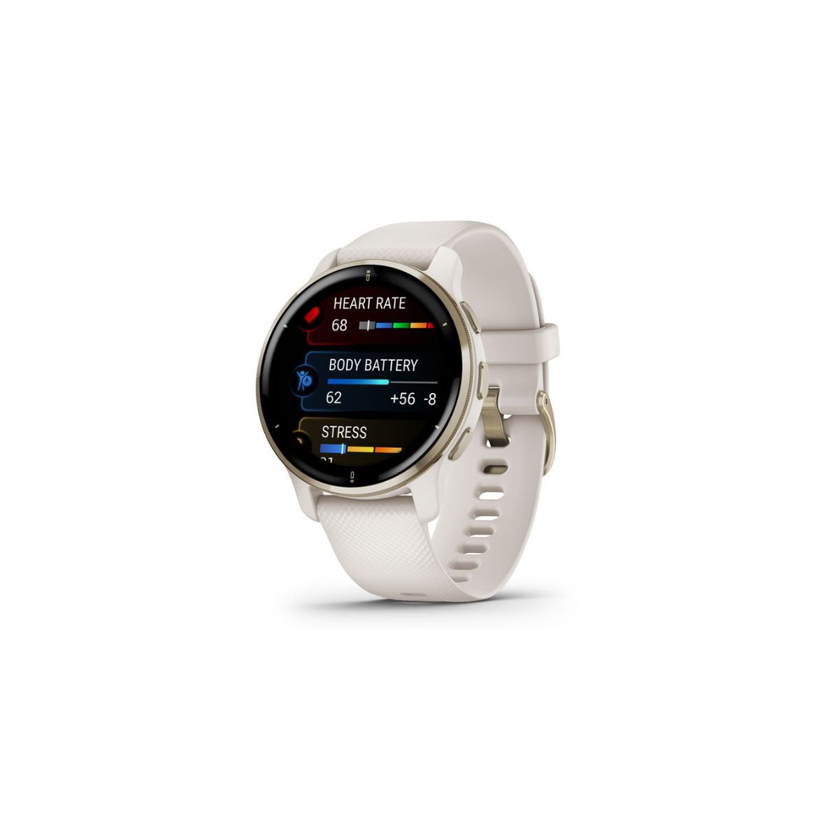 Montre Connectée Garmin Venu 2 Plus - Blanc/Or - Occasion Avec Petite Fissure Sur L'écran