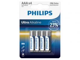 Philips Ultra Alkaline LR03 AAA elem, 4db-os csomag (LR03E4B/10)