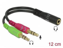 DELOCK 3,5mm 4pin jack - 2db 3,5mm 3pin jack átalakító (65459) fekete