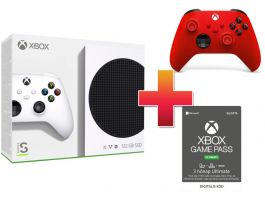 Xbox Series S 512 GB Konzol + Piros Kontroller + Game Pass Ultimate 3 hónap