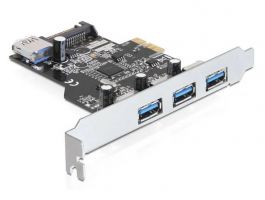 DELOCK PCI-E Bővítőkártya 3x külső + 1x belső USB 3.0 Type-A female port (89301)