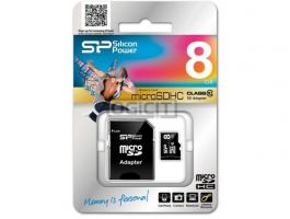 Silicon Power microSDHC 8GB C10 memóriakártya (SP008GBSTH010V10SP) + adapter