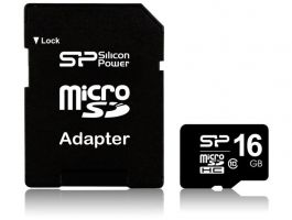 Silicon Power microSDHC 16GB Class 10 memóriakártya (SP016GBSTH010V10-SP) + adapter