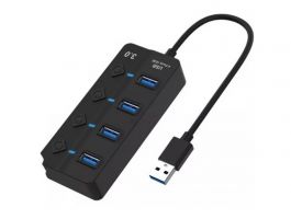 BLACKBIRD USB 3.0 HUB 4 port, kapcsolóval (BH1373)