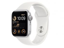 Apple Watch SE2 GPS 40mm (MNJV3CM/A) ezüstszínű alumíniumtok, fehér sportszíj - Regular