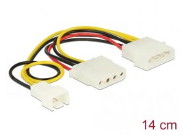 Delock Tápkábel 4 tűs apa> 1 x 4 tűs anya+ 1 x 3 tűs apa(fan) 14 cm (83658)