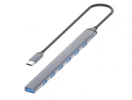 BLACKBIRD USB 3.0 USB 7 port hub extra slim, aluminium ház, notebookhoz (BH1470)