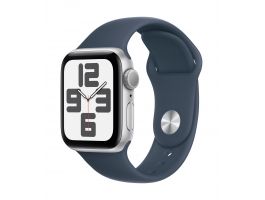 Apple Watch SE2 v2 (2023) GPS 40mm (MRE23QH/A) EZÜST ALUMÍNIUMTOK, VIHARKÉK SPORTSZÍJ - M/L