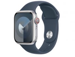 Apple Watch Series 9 GPS, 41mm (MR903QH/A) ezüst alumíniumtok, viharkék sportszíj - S/M