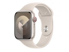 Apple Watch Series 9 GPS, 45mm (MR973QH/A) csillagfény alumíniumtok, csillagfény sportszíj - M/L