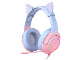 Onikuma K9 RGB USB 7.1 Virtual Gaming Fejhallgató, Cicafüles (K9 PINK BLUE RGB USB 7.1 VIRTUAL) Pink / Kék