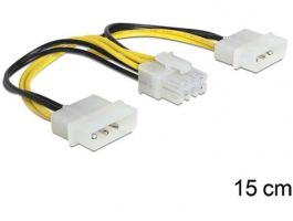 DELOCK tápkábel 2x 4 pin Molex male > 8 pin EPS male 15cm (83410)