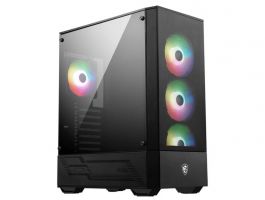 MSI MAG FORGE 112R Midi ATX PC Ház, 4xARGB ventilátor, Tápegység nélkül, üvegfalú, fekete