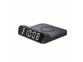 Havit W3031 Mobile series - asztali digitális óra + vezeték nélküli töltő - fekete