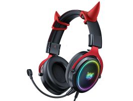Onikuma X10 fekete-piros RGB Gamer headset - ördögszarvas