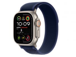 Apple Watch Ultra 2 GPS + Cellular (MX4J3CM/A) – 49 mm-es natúr titántok, kék terep pánt - S/M