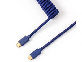 Keychron Coiled Aviator USB-C M/M adatkábel 0.9m, kék (+USB-C - USB-A adapter)