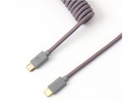 Keychron Coiled Aviator USB-C M/M adatkábel 0.9m, szürke (+USB-C - USB-A adapter)