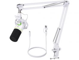 Maono PD200XS USB Dynamic Streamer Mikrofon RGB + Tartókar Kit, fehér