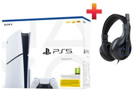 Sony Playstation 5 Slim konzol, 1TB + Nacon Stereo Gaming Headset V1 csomag