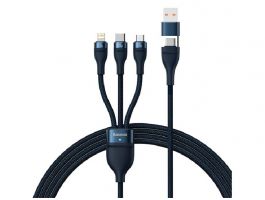 BASEUS adatkábel (2in1 USB/Type-C - 3in1 lightning/microUSB/Type-C, 5A, gyorstöltő, 100W, 120cm) SÖTÉTKÉK