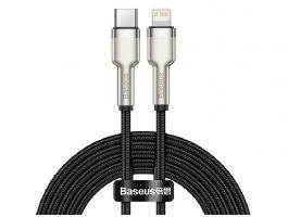 BASEUS CAFULE adatkábel (Type-C - lightning, 2.4A, PD gyorstöltő, 200cm, cipőfűző) FEKETE