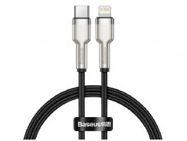 BASEUS CAFULE adatkábel (Type-C - lightning, 2.4A, PD gyorstöltő, 25cm, cipőfűző) FEKETE