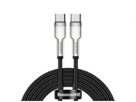 BASEUS CAFULE adatkábel (Type-C - Type-C, 100W, PD gyorstöltő, 200cm, cipőfűző) FEKETE