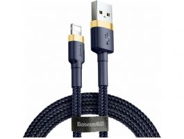 BASEUS CAFULE adatkábel (USB - lightning, 2.4A, gyorstöltő, 100cm, cipőfűző) SÖTÉTKÉK