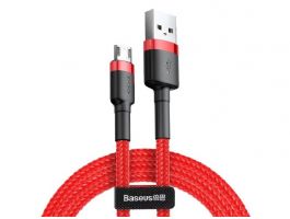 BASEUS CAFULE adatkábel (USB - microUSB, 1.5A, gyorstöltő, 200cm, törésgátló) PIROS