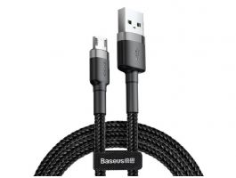 BASEUS CAFULE adatkábel (USB - microUSB, 1.5A, gyorstöltő, 200cm, törésgátló) SZÜRKE/FEKETE