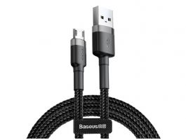 BASEUS CAFULE adatkábel (USB - microUSB, 2A, gyorstöltő, 300cm, cipőfűző) SZÜRKE/FEKETE