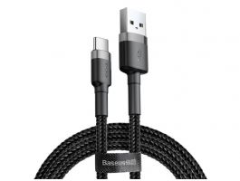 BASEUS CAFULE adatkábel (USB - Type-C, 2A, PD gyorstöltő 3.0, 300cm, cipőfűző) FEKETE/SZÜRKE