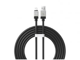 BASEUS COOLPLAY adatkábel (USB - lightning, 2.4A, gyorstöltő, 200cm, törésgátló) FEKETE