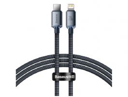 BASEUS CRYSTAL SHINE adatkábel (Type-C - lightning, 20W, PD gyorstöltő 120cm, cipőfűző) FEKETE