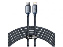BASEUS CRYSTAL SHINE adatkábel (Type-C - lightning, 20W, PD gyorstöltő 200cm, cipőfűző) FEKETE