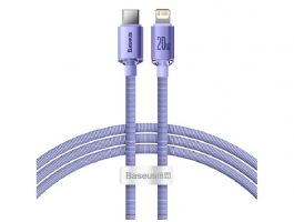 BASEUS CRYSTAL SHINE adatkábel (Type-C - lightning, 20W, PD gyorstöltő, 120cm, cipőfűző) LILA