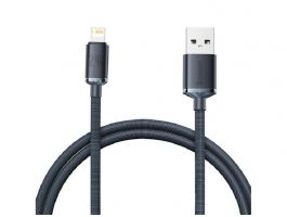 BASEUS CRYSTAL SHINE adatkábel (USB - lightning, 2.4A, PD gyorstöltő, 120cm, cipőfűző) FEKETE