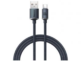 BASEUS CRYSTAL SHINE adatkábel (USB - Type-C, 100W, PD gyorstöltő, 200cm, cipőfűző) FEKETE