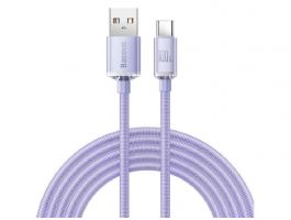 BASEUS CRYSTAL SHINE adatkábel (USB - Type-C, 100W, PD gyorstöltő, 200cm, cipőfűző) LILA