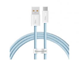BASEUS DYNAMIC adatkábel (USB - Type-C, 6A, 100W, gyorstöltő, 100cm, cipőfűző) VILÁGOSKÉK