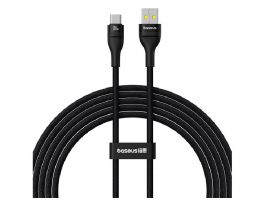 BASEUS FLASH 2 adatkábel (USB - Type-C, 100W, 5A, PD gyorstöltő, 200cm, törésgátló, cipőfűző) FEKETE