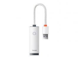 BASEUS LITE adapter kábel (Ethernet aljzat - USB 3.0, RJ45, 1000MB/s, LAN, 10cm) FEHÉR