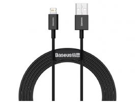 BASEUS SUPERIOR adatkábel (USB - lightning, 2.4A, PD gyorstöltő, 200cm, törésgátló) FEKETE
