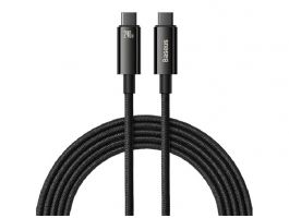 BASEUS TUNGSTEN GOLD adatkábel (Type-C - Type-C, 240W, PD gyorstöltő, 100cm, törésgátló) FEKETE