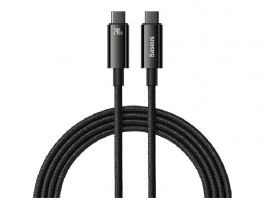BASEUS TUNGSTEN GOLD adatkábel (Type-C - Type-C, 240W, PD gyorstöltő, 200cm, törésgátló) FEKETE