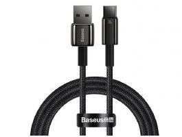 BASEUS TUNGSTEN GOLD adatkábel (USB - Type-C, 100W, gyorstöltő, 100cm, törésgátló) FEKETE