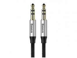 BASEUS YIVEN M30 audió kábel (3.5mm jack - 3.5mm jack, 150cm, cipőfűző) FEKETE