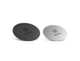 BASEUS öntapadós fémlap 2db (mágneses autós tartóhoz ideális, kör alakú) FEKETE/EZÜST