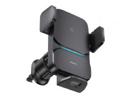 BASEUS WISDOM autós tartó (szellőzőre, automata, 15W, wireless, 4.7-7.5 méret) FEKETE